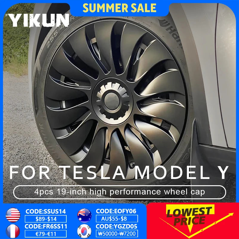 4PCS Hub Cap for Tesla Model Y 19 Inch Performance  Automobile Replacemen Hubcap Full Rim Cover Car Accessories Wheel Caps 2023