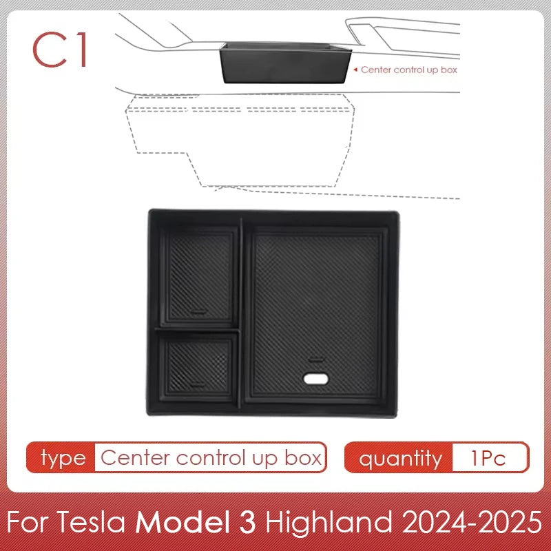 For Tesla Model 3 Highland 2025 Storage Box Model 3 2024 Highland Center Console Armrest Storage Box Stowing Tidying Accessories