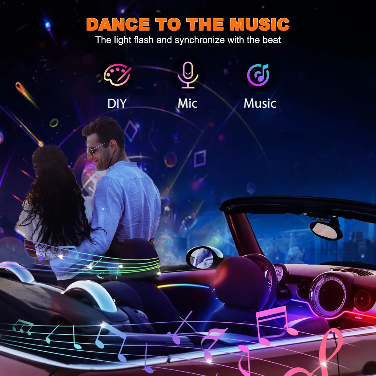 Universal Symphony Car Ambient Lights LED Interior RGB Streamer Atmosphere Lamp USB APP Control Remote for Tesla Model 3 Y S X