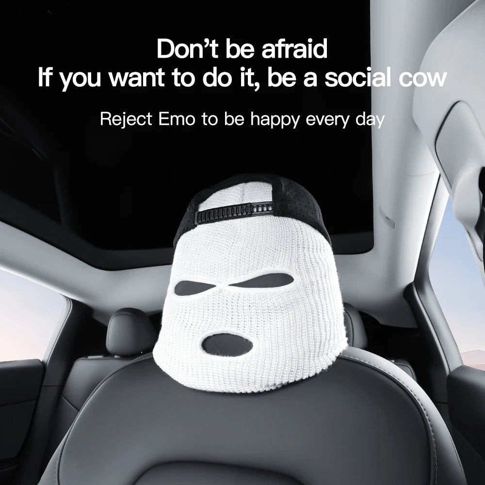 YZ High Quality Car Headrest Cover Holiday Halloween Funny Gifts Hole For Tesla Model 3 Y Highland Juniper 2021-2025