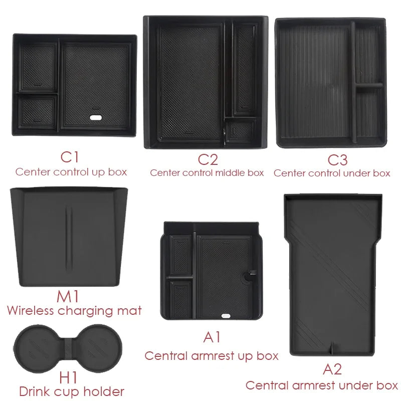 For Tesla Model 3 Highland 2025 Storage Box Model 3 2024 Highland Center Console Armrest Storage Box Stowing Tidying Accessories
