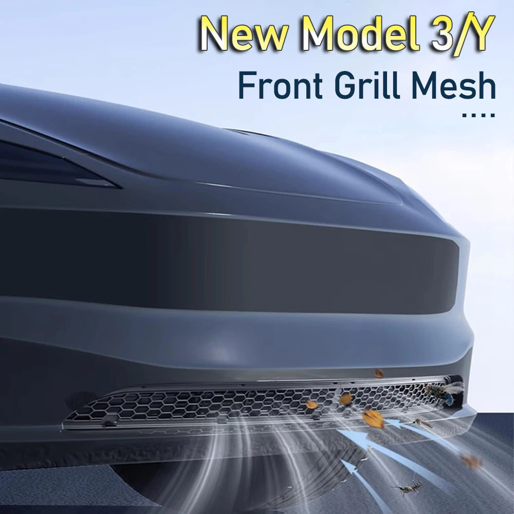Front Grill Guard Grille Inserts Mesh for Tesla Model Y Juniper Launch Model 3 2025 2024 Air Inlet Vent Cover Bumper Accessories