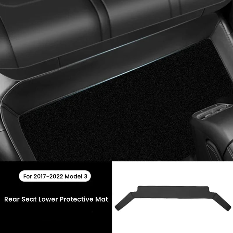 Rear Seat Lower Protective Mat For Tesla Model Y Model 3 Highland Leather Full Surround Seat Anti-Dirty Kick Pad Car Accessories