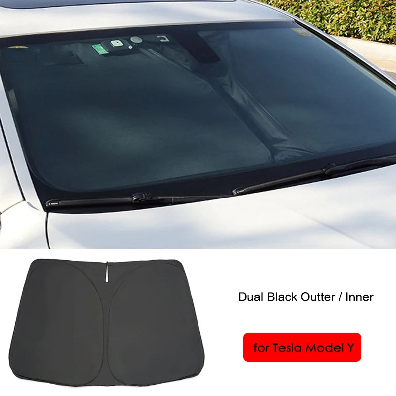 For Tesla Model 3 Y Juniper Highland 2025-2020 Front Windshield Sunshade Folding Window Sun Shade Cover Heat Protection Visor