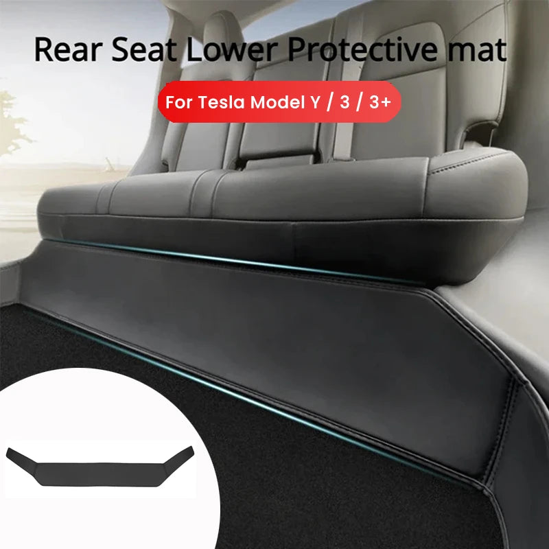 Rear Seat Lower Protective Mat For Tesla Model Y Model 3 Highland Leather Full Surround Seat Anti-Dirty Kick Pad Car Accessories