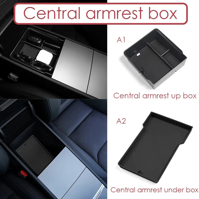 For Tesla Model 3 Highland 2025 Storage Box Model 3 2024 Highland Center Console Armrest Storage Box Stowing Tidying Accessories