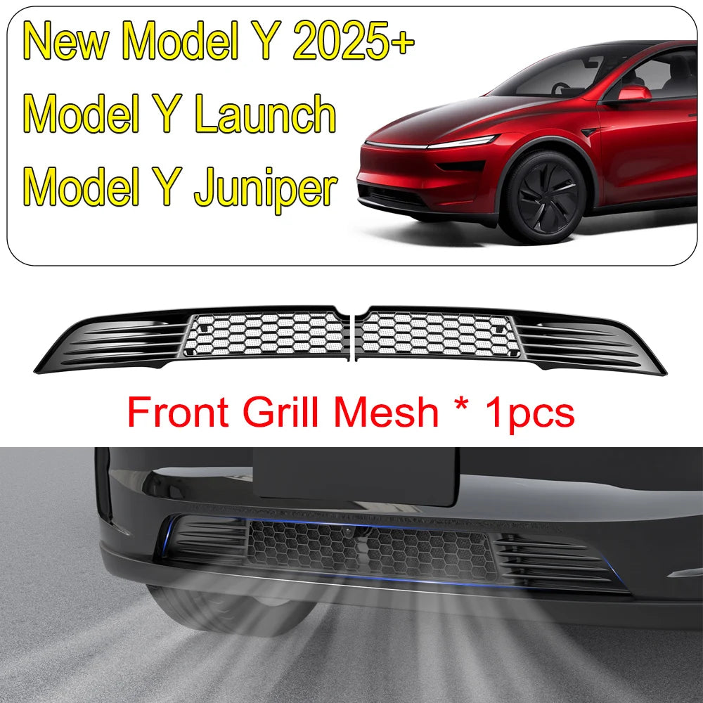 Front Grill Guard Grille Inserts Mesh for Tesla Model Y Juniper Launch Model 3 2025 2024 Air Inlet Vent Cover Bumper Accessories