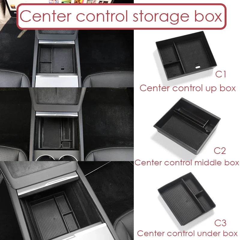 For Tesla Model 3 Highland 2025 Storage Box Model 3 2024 Highland Center Console Armrest Storage Box Stowing Tidying Accessories