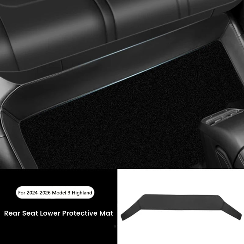 Rear Seat Lower Protective Mat For Tesla Model Y Model 3 Highland Leather Full Surround Seat Anti-Dirty Kick Pad Car Accessories