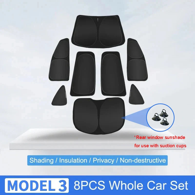 Car Sun Shade for Tesla Model 3 Y 2017-2025 Windshield Sunshade Cover Protector Front Side Window Privacy Blind Shading Kids