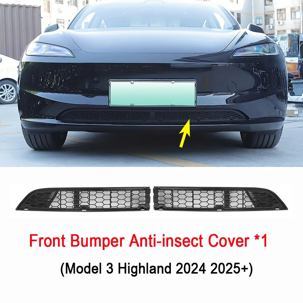 Front Grill Guard Grille Inserts Mesh for Tesla Model Y Juniper Launch Model 3 2025 2024 Air Inlet Vent Cover Bumper Accessories