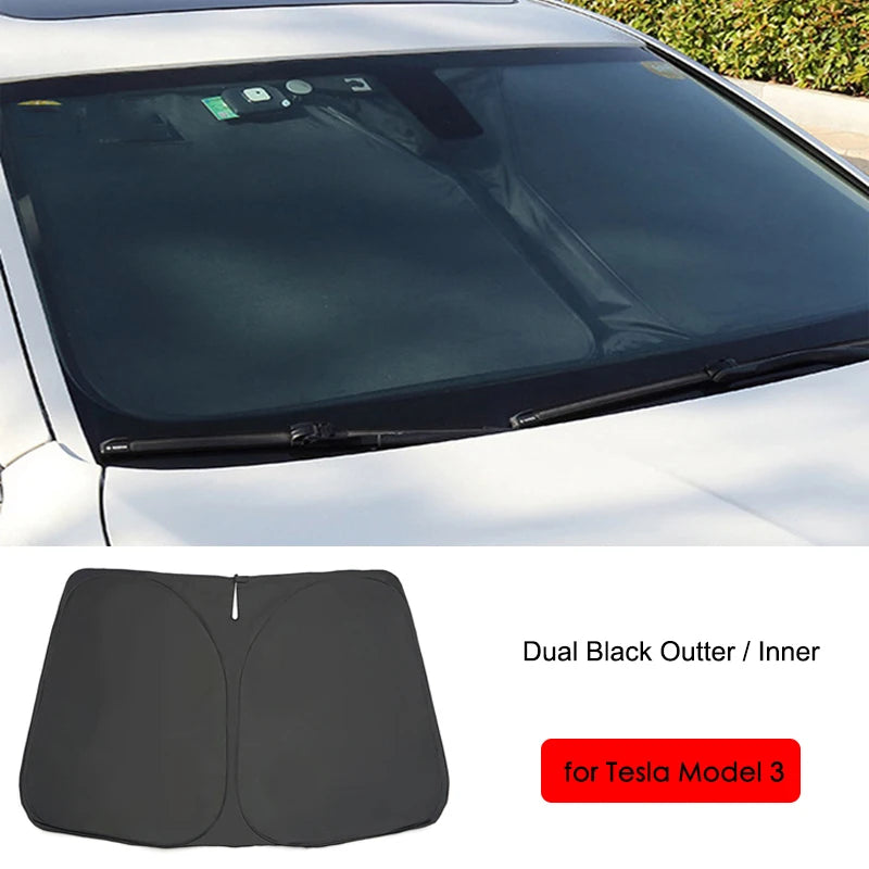 For Tesla Model 3 Y Juniper Highland 2025-2020 Front Windshield Sunshade Folding Window Sun Shade Cover Heat Protection Visor