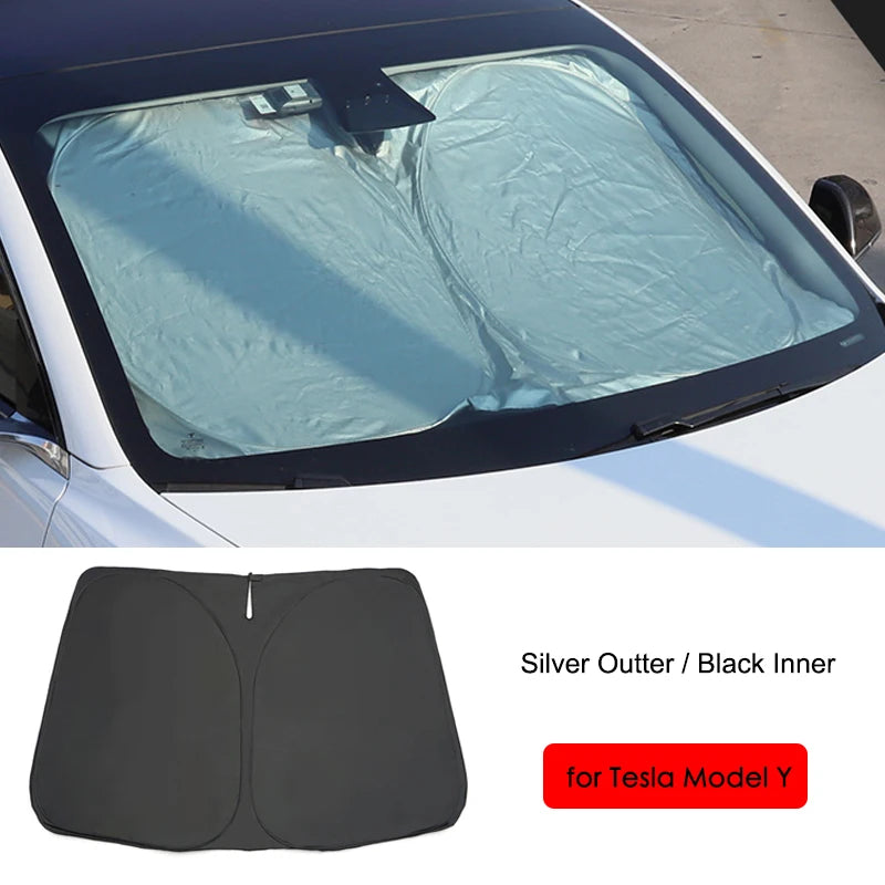 For Tesla Model 3 Y Juniper Highland 2025-2020 Front Windshield Sunshade Folding Window Sun Shade Cover Heat Protection Visor