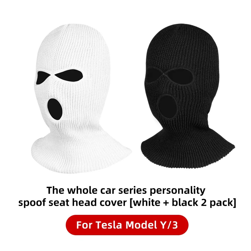YZ High Quality Car Headrest Cover Holiday Halloween Funny Gifts Hole For Tesla Model 3 Y Highland Juniper 2021-2025