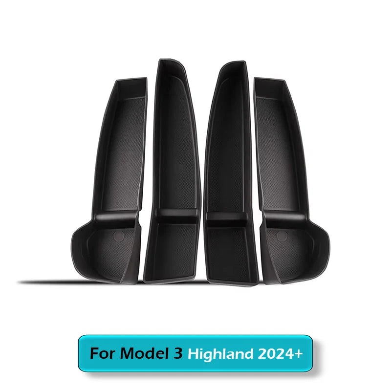 Door Side Storage Box Front Rear Door Handle Armrest Tray Organizer for Tesla Model Y Juniper 2020 - 2025 Model 3 Highland